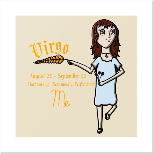 Virgo Zodiac Sign Dates & Traits Wall Art by Pheona and Jozer Designs